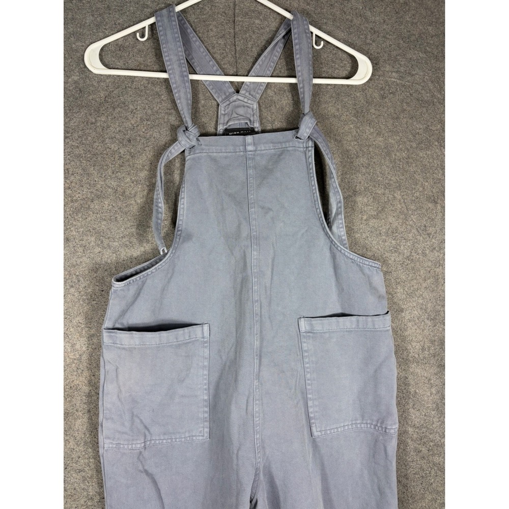 Miou Muse Womens Grey Cotton Twill Wide Leg Overalls Size S Tie Strap Jumpsuit